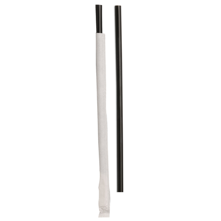 D & W FINE PACK 8.5" Giant Individually Wrapped Ebony Black Straw, PK7200 DSGW8-24-300E